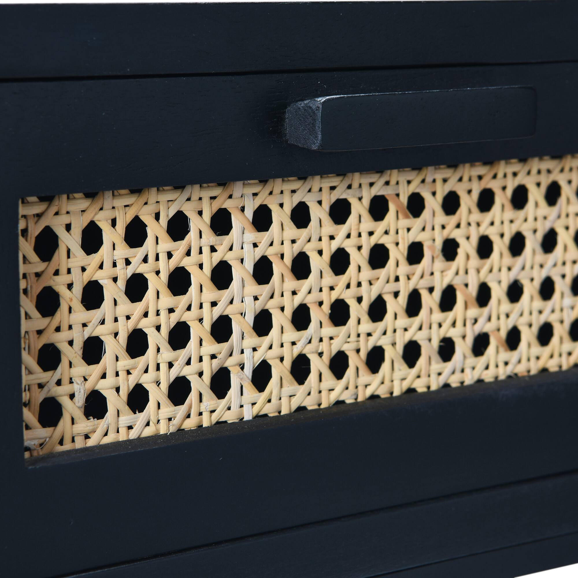 Hello Honey® 22" Black Cane & Mango Wood End Table